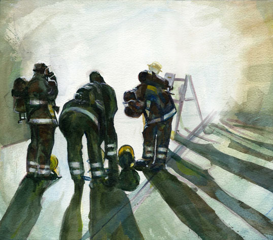 Going into Smoke firefighting painting