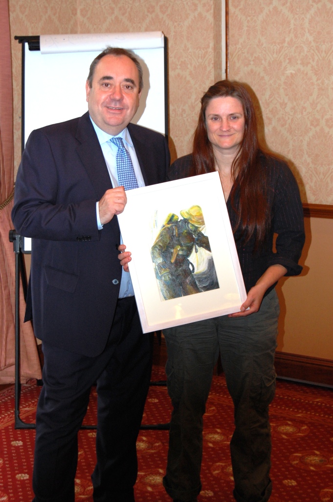 First Minister Alex Salmond presented with one of my paintings from FBU
